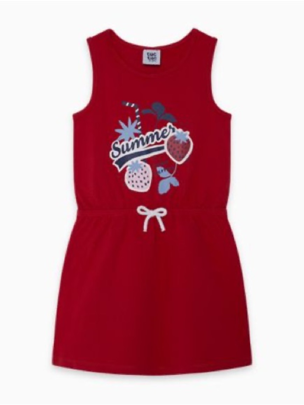Girls' Red Strawberry Graphic Tank Dress - Cute Casual Summer